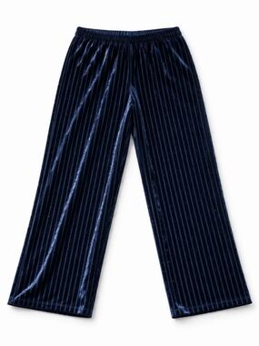 Kids Velvet Navy Stripe Pajama Bottoms